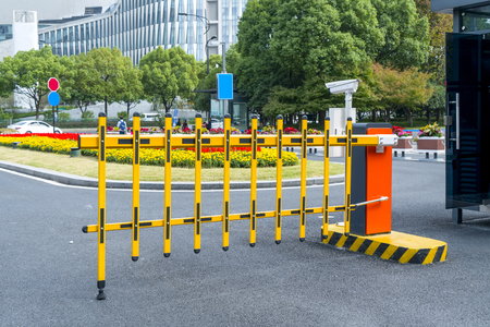 Railing at the entrance and exit of parking lot