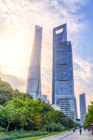 Skyscrapers in Lujiazui Financial District, Shanghaiのeditorial素材