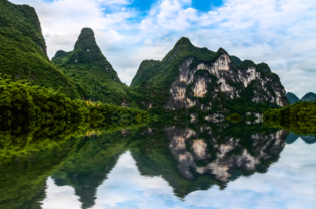 The landscape of the Lijiang River in Guilinの写真素材
