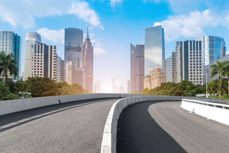 Guangzhou City Square Road and skyline skylineの写真素材