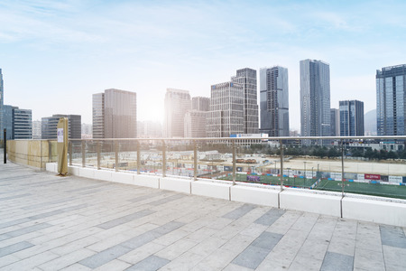 Urban road square and skyline of architectural landscape in Qingdaoのeditorial素材