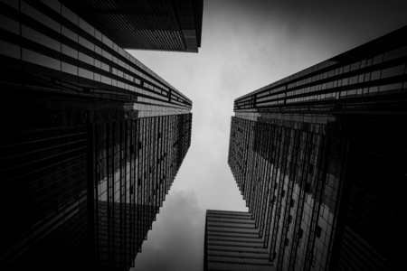 Black and white buildingsの写真素材