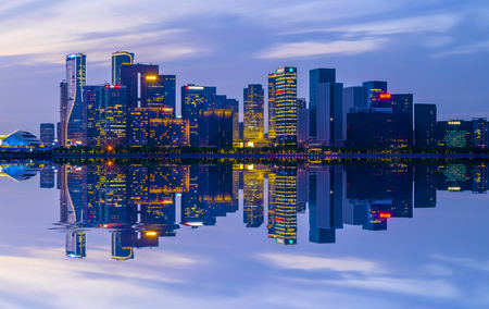 Hangzhou CBD night viewの写真素材