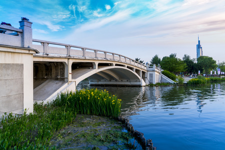 Stone bridge of Xuanwu Lake in Nanjingのeditorial素材