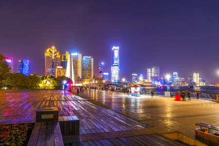 Skyline of urban architectures at the Bund square, Shanghai