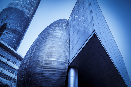 Low angle view of urban buildings in the cityのeditorial素材
