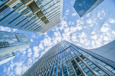 Low angle view of urban buildings in the city