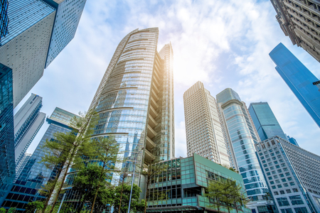 Contemporary Architecture Office Building Cityscape Personal Perspective Conceptの写真素材