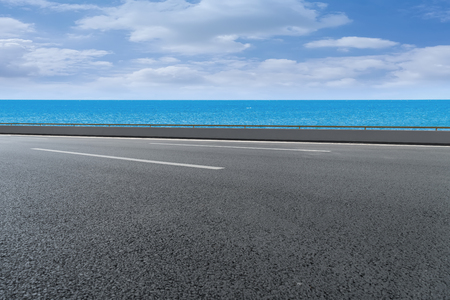 Empty asphalt road with clear skyの写真素材