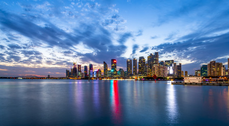 Qingdao city night skyline