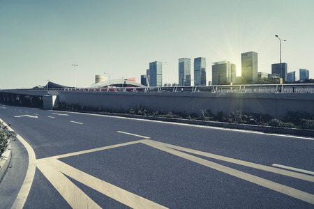 Urban buildings and roadsの写真素材