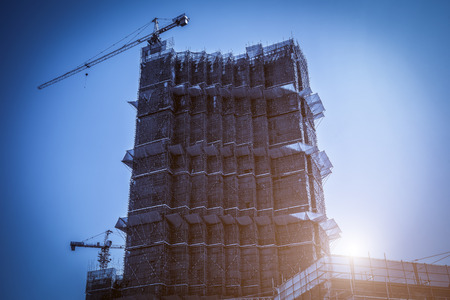 High-rise building under constructionの写真素材