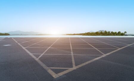 Road pavement and natural landscape skylineの写真素材