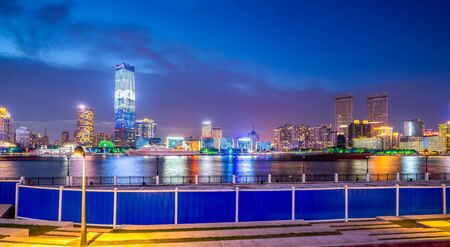 Shanghai city night view modern architecture office building
