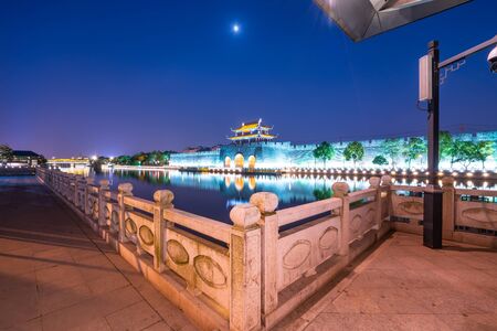 Suzhou Pingmen scenery night viewの写真素材