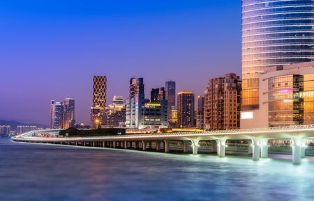 Night view of Xiamen modern architecture office building