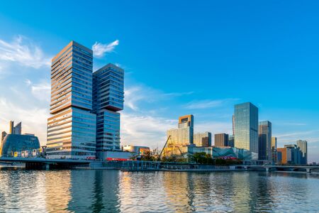 Ningbo East New City CBD Modern Architecture Office Buildingの写真素材