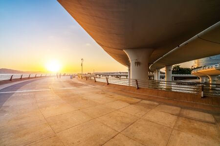 Xiamen Cross-sea Bridge under sunsetの写真素材