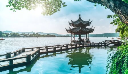 Beautiful scenery of Hangzhou West Lakeの写真素材