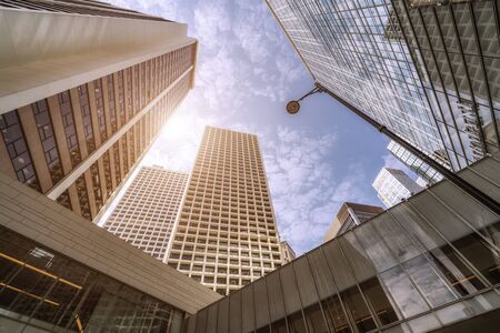 Looking up at modern architecture office building