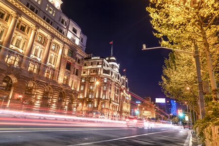 Shanghai Bund Street Night Viewの写真素材