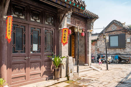 Street view of old Jinan streetのeditorial素材
