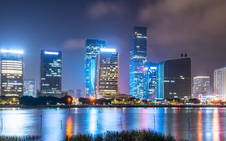 Night view of city buildings in fuzhou