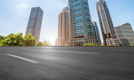 City roads and buildings landscape skylineの写真素材
