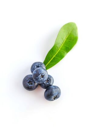 White background and fresh blueberriesの写真素材