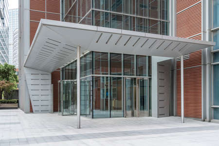Entrance and exit of modern office buildingのeditorial素材