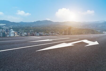 Freeway skyline and cityscapeの写真素材