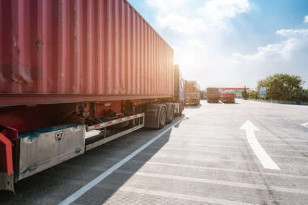 Parking lot container logistics large truck