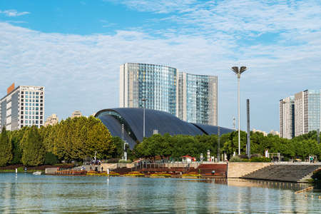 Hefei Swan Lakeside architectural landscapeの写真素材