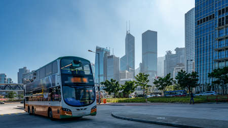 Street View of modern buildings in Hong Kongの写真素材