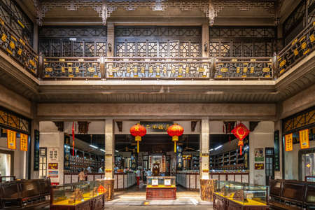 The inside view of Chinese pharmacy in a hundred year old storeのeditorial素材