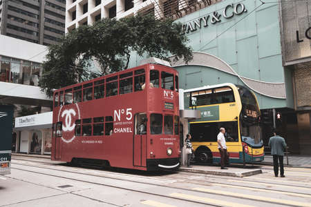 High rise buildings in Central Street, Hong Kongのeditorial素材