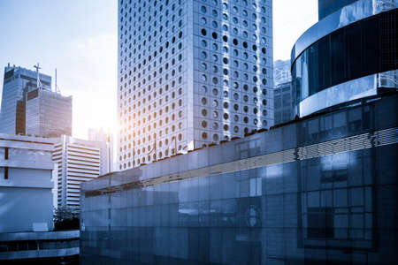 Skyscrapers and glass facades in Central Street, Hong Kong