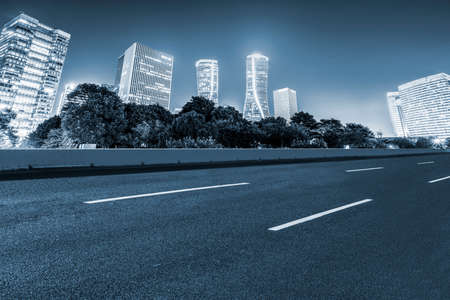 Highway skyline and urban architectural landscape