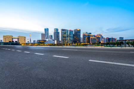 Highway skyline and architectural landscape