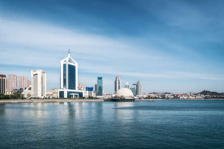 Qingdao Bay scenery and architectural landscapeの写真素材