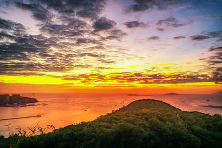 Aerial photography of Hainan island natural landscape and sunset