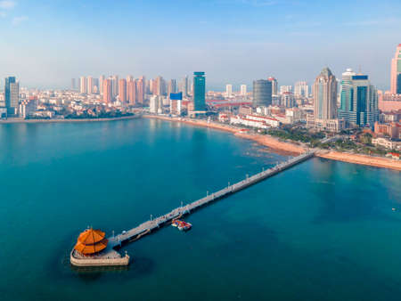 Aerial photography of the architectural landscape of the old western city of Qingdaoの写真素材