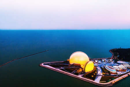 Aerial photography of coastline shells in Zhuhai, Guangdongの写真素材