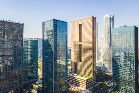 Aerial photography Hangzhou cbd modern architecture