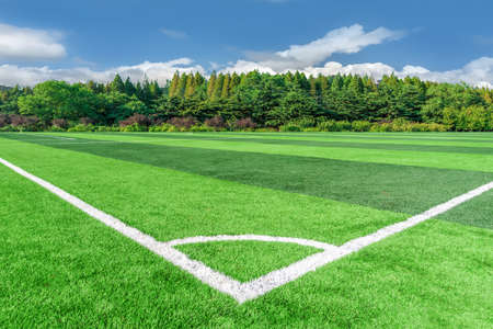 Outdoor green football fieldの写真素材