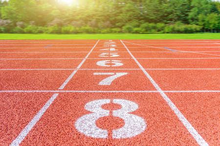 Outdoor track and field plastic trackの写真素材