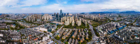 Aerial photography of the city landscape of Shaoxing, Zhejiangの写真素材