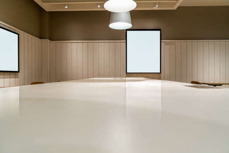 Chinese restaurant interior and wall blank light box advertisementのeditorial素材