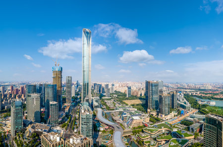 Aerial photography of Suzhou Cityscape Skyline