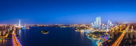 Aerial photography of Suzhou city night view